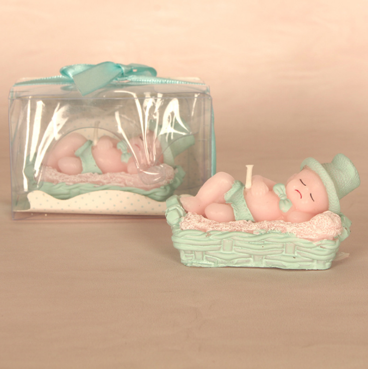 Cute New Born Baby Cradle Birthday Candle Baby Shower Party Cake Decoration