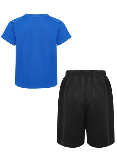 Boys 2 Piece Sports Outfits Quick Dry Short Sleeve T-shirts with Shorts Football - Picture 17 of 48
