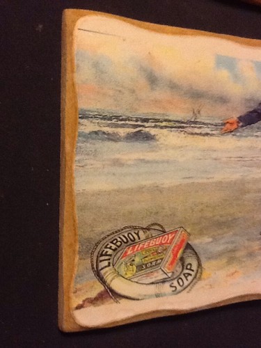 Lifebuoy Soap Vintage Decoupaged Ad on Pressed Wood Plaque 6"x 4" Magnet on Back - Bild 3 von 3