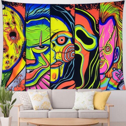 Black Light Tapestry - UV Reactive Glow in The Dark, 29” x 37”, Home Decor - Picture 3 of 6
