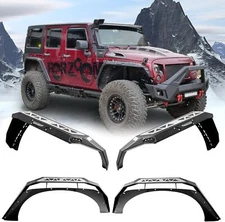 Steel Front+Rear Fender Flares w/LED Lights For Jeep Wrangler 2007-2018 JK 4pcs