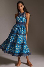 New Anthropologie Love The Label Halter Printed Maxi Dress Size Small