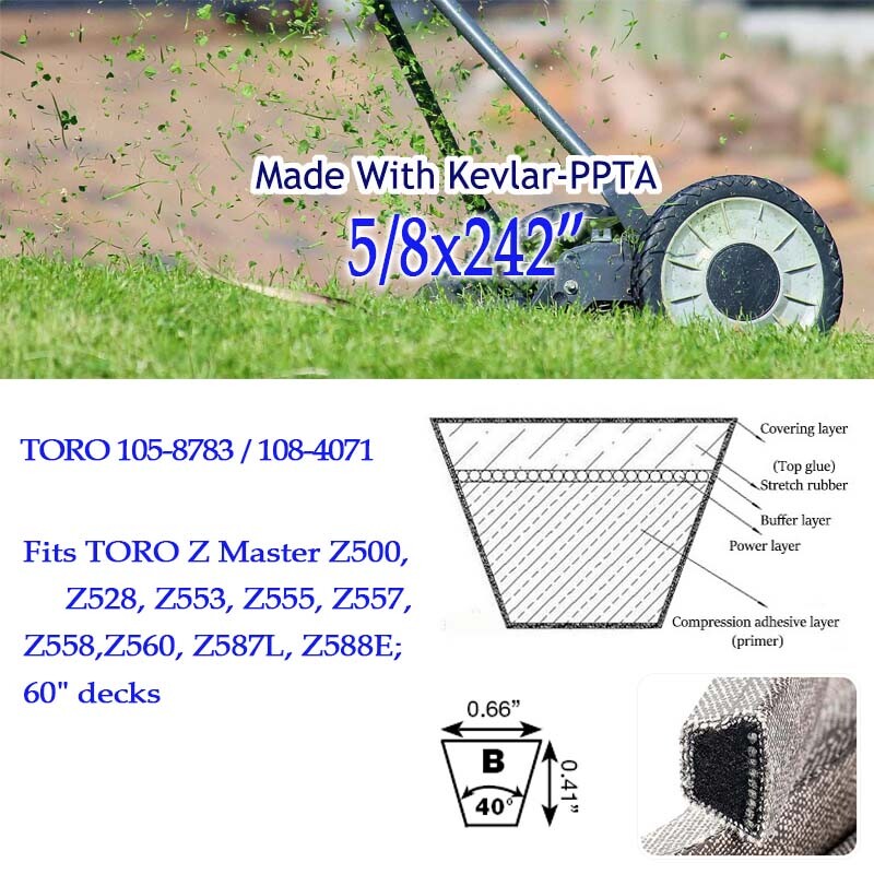 Fits TORO Z Master Z500,Z528,Z553 ,Deck Belt Replaces For TORO 105-8783  108-4071