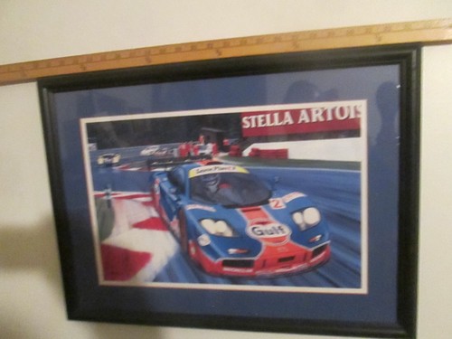 "Racing Art di Roger Warrick Ford GT a LeMans lavoro datato '97 Pro incorniciato 24""x17" - Foto 5 di 12