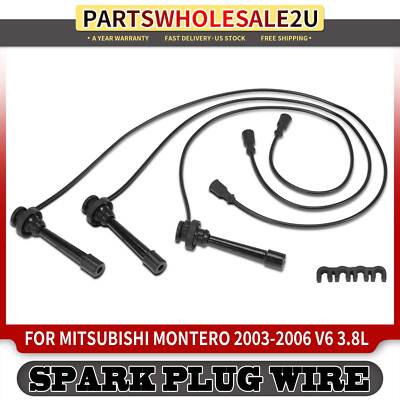3pcs New Spark Plug Wire Set for Mitsubishi Montero 2003 2004 2005 2006 V6 3.8L