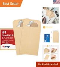 Compact Brown Seed Envelopes 100 Pack - Multi-Use 2.25" x 3.5" Gummed Envelopes