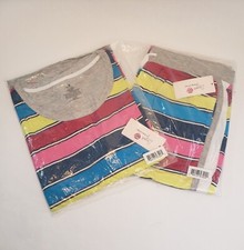 TAGS Secret Treasures Pajama Set Rainbow Stripes Joggers Short Sleeves M/8-10