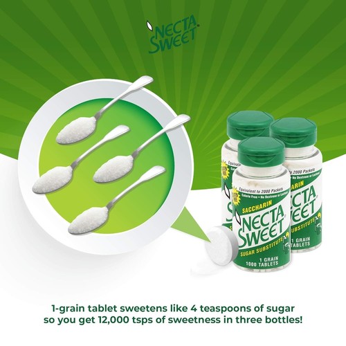 1-Grain Saccharin Tablets - Zero-Calorie Sugar Substitutes 3-Pack 1,000-Table... - Picture 6 of 7