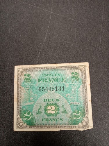 WW2 French 2 Franc 1944 (Allied Occupation Currency) France Banknote WWII A-5