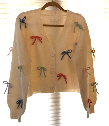 Cárdigan Suéter Lazo Mediano Anthropologie Boho Prep Luna Ivy 3D Crema Multicolor - Imagen 11 de 18