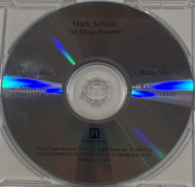 UNRELEASED RADIO REMIXES Mark Schultz  All Things Possible  2012 Word CD Single!