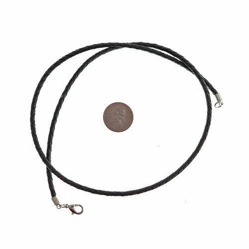 Black Polyester Cord Necklace 21" - 3mm - 1 Necklace - N525 - Picture 2 of 3