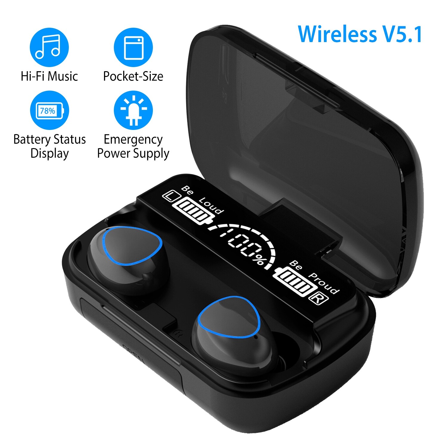 Wireless Earbuds Touch Control Headphone in-Ear Earphone Headset +Case Portable-image