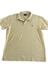 Vintage GANT USA Polo Shirt Mens XL Yellow Short Sleeve Logo Cotton Made in USA