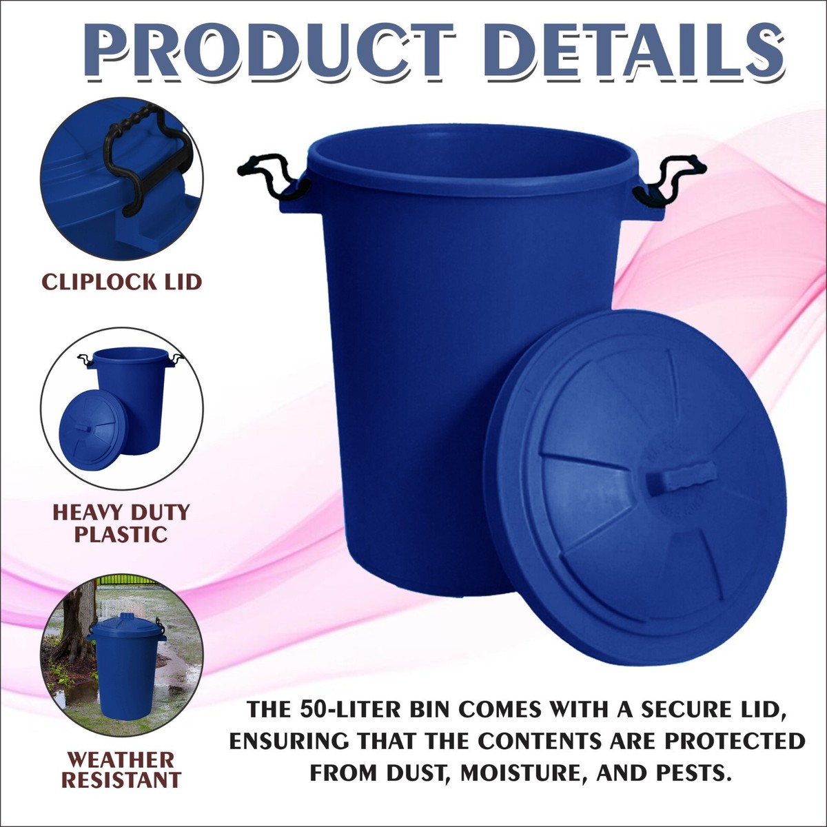 Metal Dustbins With Lids For Outside Rock Salt Bin Keto Plastics 50 ...