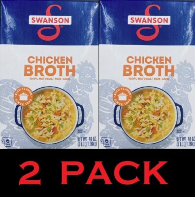 2x SWANSON Chicken Broth 100% Natural - Gluten Free 48 oz Carton 3 Lbs - 2 PACK