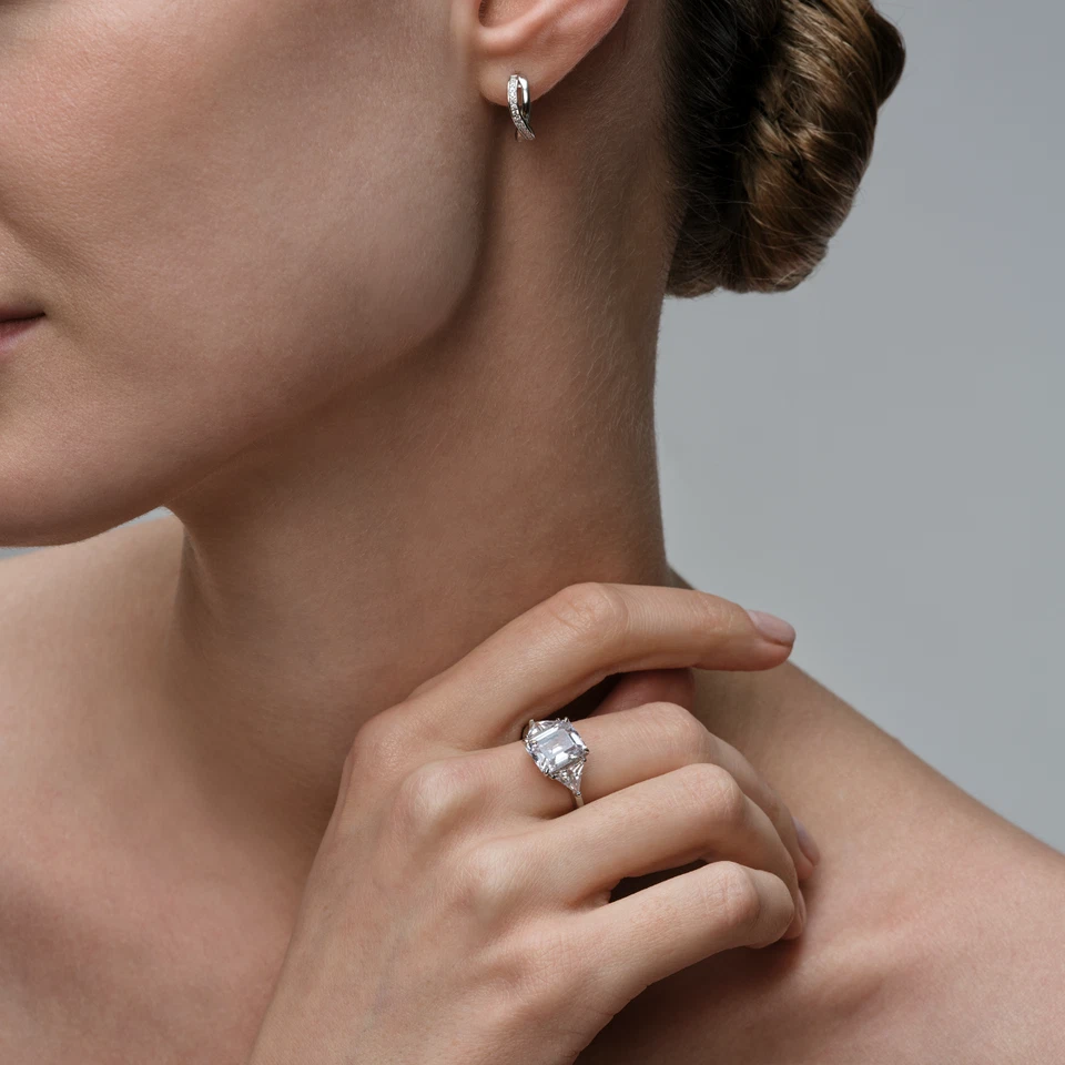 Lab Grown Diamond Earrings / VVS1 D White Round Cut Earrings / 14K Gold Earrings - Image 3 of 4