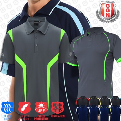 Men Polo Shirt Short Sleeve Work Contrast Panel Workwear TEAM TRADIES UNIFORM