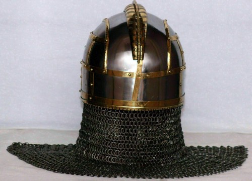 Medieval Armor Helmet Viking Helmet warriors with Chain Mail Helmet For Gift - Picture 3 of 8