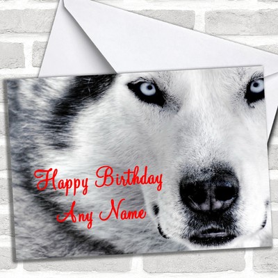 Husky Dog Close Up Personalized Birthday Card Ebay