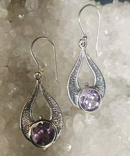 Amethyst Teardrop Loop Earrings