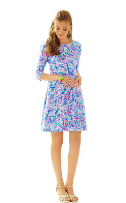 NEW Lilly Pulitzer Celia Terry Dress Multi La Playa Fit and Flare Purple Pink XS