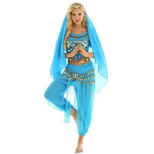 Damen Tanzbekleidung Laterne Kostüm Harem Outfit Cosplay Tanz Schal Bauch Sets - Bild 71 von 139