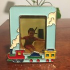 Vintage Set Of 2 Metal Enamel Picture Frames Robot Train 2x3” Picture Colorful — photo 6