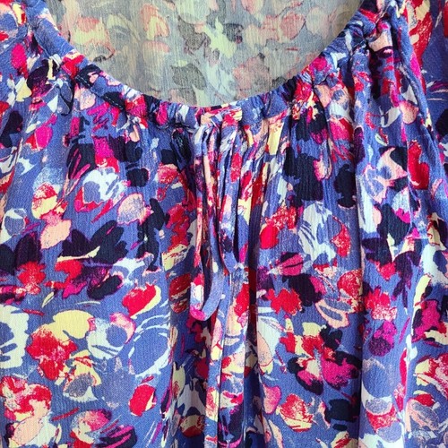 Zac & Rachel Womens Top Floral Boho Cottage core Peasant Shirt Blouse Size M - Picture 3 of 13
