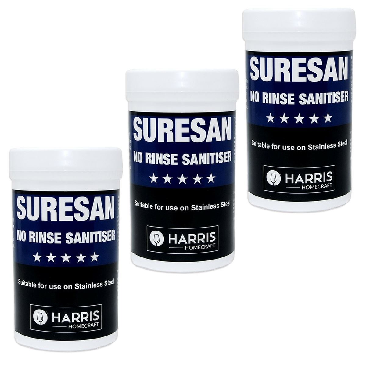 3x Harris Suresan No Rinse Sanitiser Home Brew Cleaner 250g
