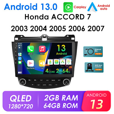4G WIFI Android 13 4Core 64GB Car Play Stereo Radio GPS Sat Nav For Honda Accord
