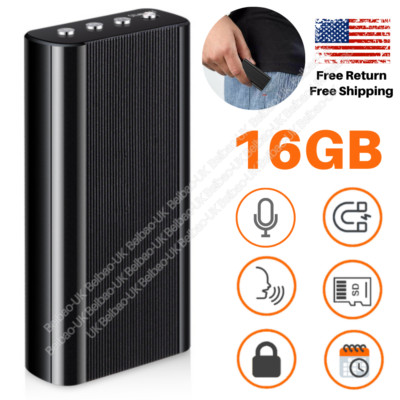 16GB Mini Spy Audio Recorder Voice Activated Office Listening Device MP3 Player