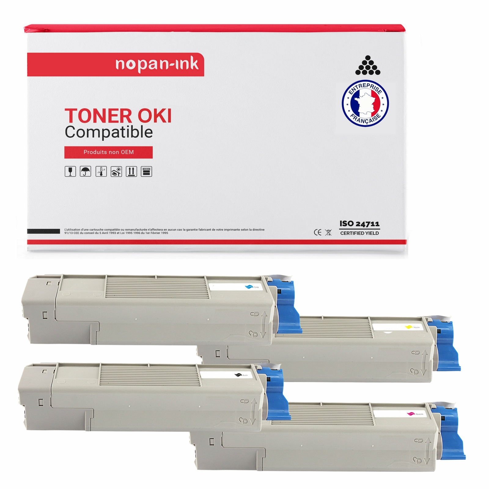 Toner NOPAN-INK 44059108 compatible OKI | Pack de 4 cartouches laser noir et couleur