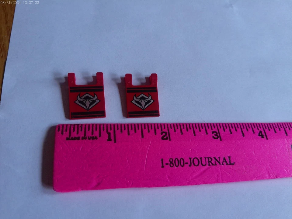 LEGO Ninja Red Flag Silver Bull Head Lot of 2 Replacement Piece Part FREE SHIP - Image 4 of 4