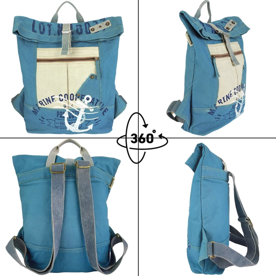 Rucksack. XL Leinwand/Canvas Backpack. Rolltop Cityrucksack. Vegane Daypack - Bild 3 von 4