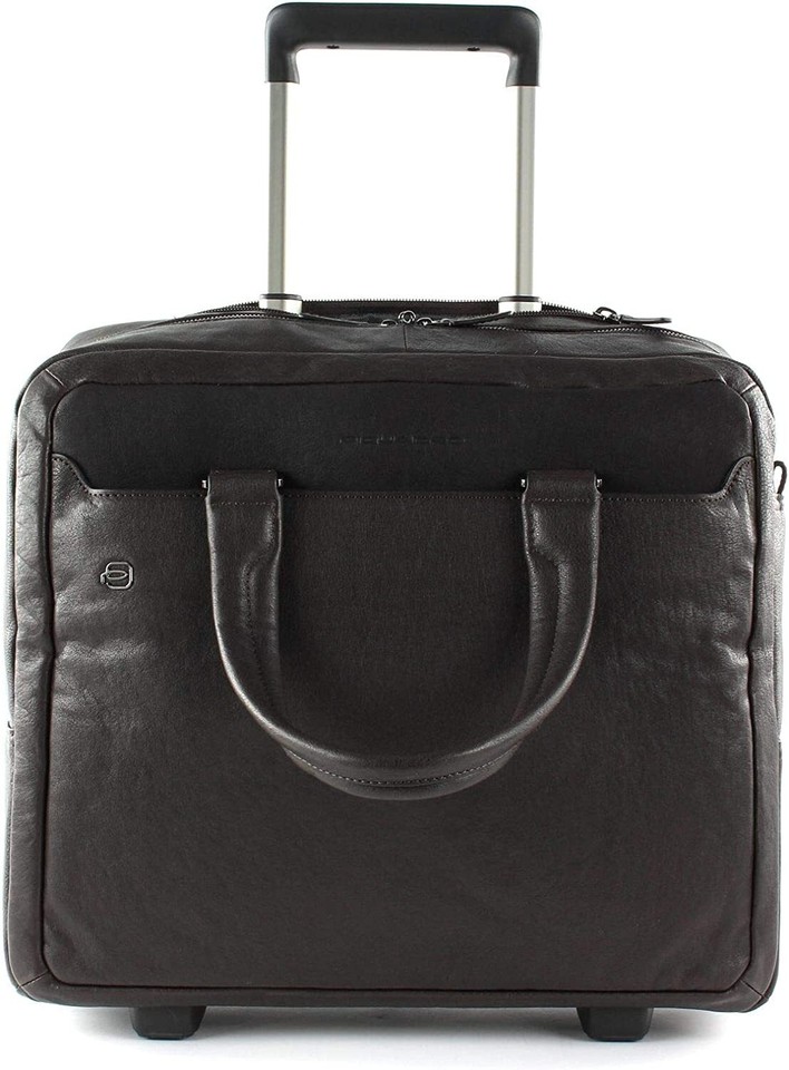 Valise à Roulettes Piquadro BV4729B3 En Cuir Noir Pour Homme - Neuf En Boîte