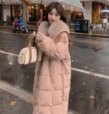 Womens Fashion Fur Collar Long Sleeves Padded Down Jacket Long