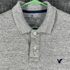American Eagle Polo Shirt Mens Large Classic Fit Gray Short Sleeve Outdoor