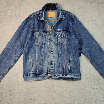LUCKY BRAND MEN Jacket MEDIUM BLUE Trucker OUTDOOR BIKER Denim HIPPIE ADULT NWT
