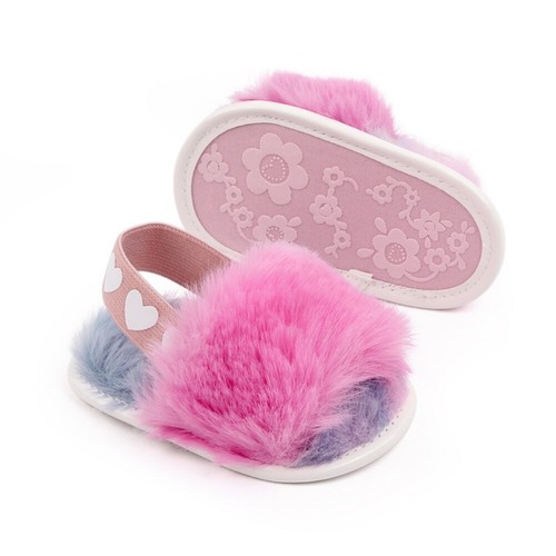 0-18M Baby Girls Warm Fuzzy Slipper Toddler Prewalker Shoes Plush Sandals UK - Picture 7 of 17