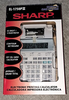 Sharp EL-1750P III 12-Digit 2 Color Portable  Printing Calculator 6D022 NIB