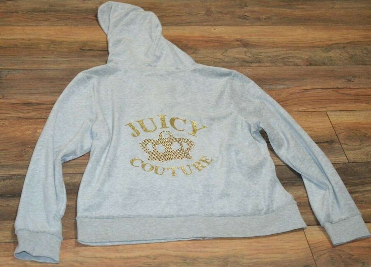 Juicy Couture Long Sleeve Full Zip Velour Couture Crown Hoodie | eBay
