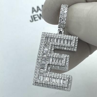 925 massiv Sterling Silber Anfangsbuchstabe E Baguette Anhänger