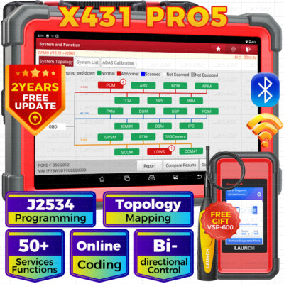 LAUNCH X431 PRO 5 PAD V+ Car Diagnostic Scanner Tool Programming K Coding 2023