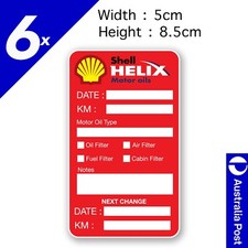 SHELL HELIX Oil Change Service Reminder x6 Stickers , Car, Trucks, Ute Sticker