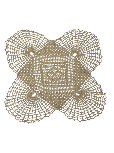 Doily Handmade Cotton Crochet by(steel Hook) Tan 21" x 21" 4 Arches Inner Square - 第 1/9 張圖片