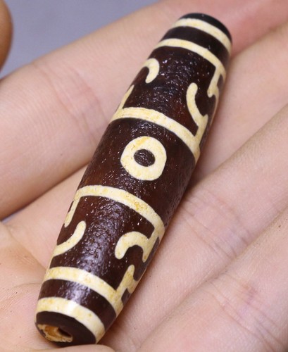 6CM Tibet Buddhismus Achat 3 Augen Gebet Exorzismus Dzi Amulett Lezi 