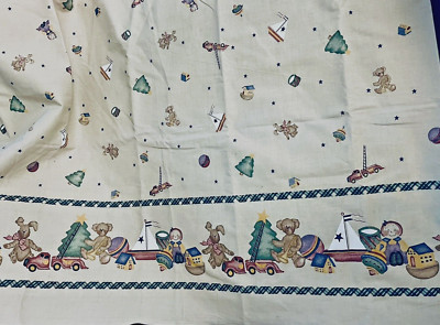 VTG Daisy  Kingdom Past & Present Christmas Border Toy Toss on Tan  22½ x 42 