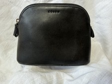 Coach Classic Vintage Dome Black Leather Legacy Rare Zip Coin Purse Cosmetic