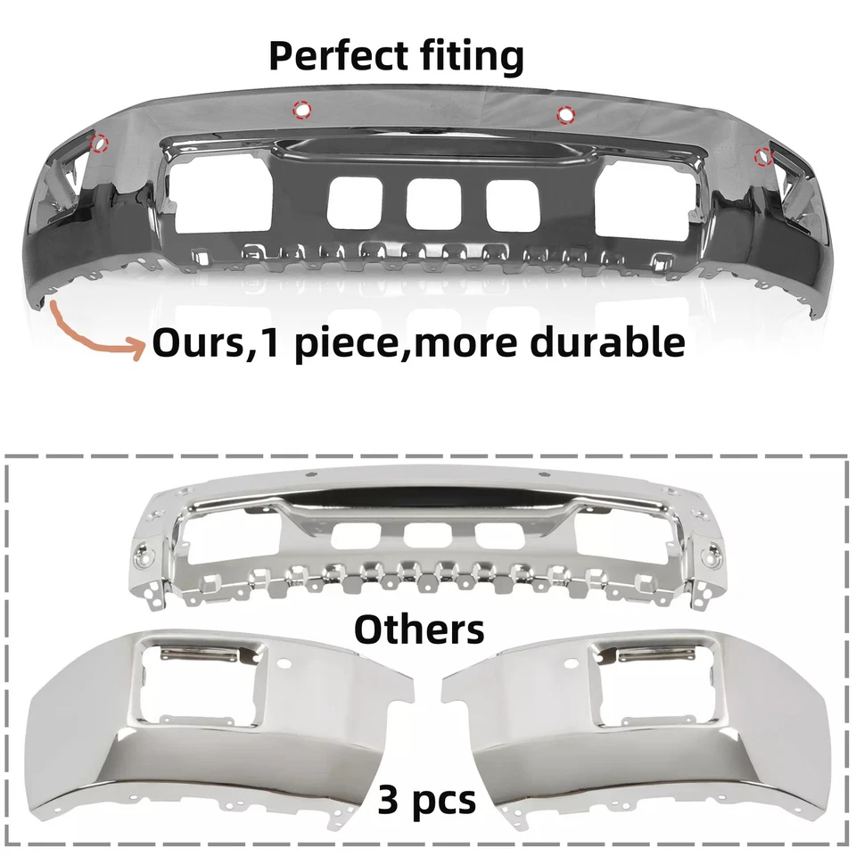 Steel Front Bumper Face Bar Chrome For GMC Sierra 1500 2014 2015 No Separated Foto 2 de 4